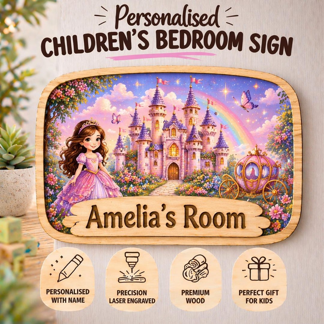 Princess Room Loading Sign Personalised Princess Name Sign | Girls Bedroom Castle Door Plaque ...