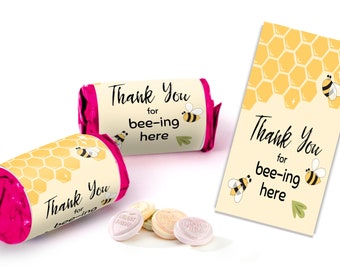 Thank you for Bee-ing Here Bumble Bee Baby Shower Newborn Mini Love Heart Sweets for baby Party Favours