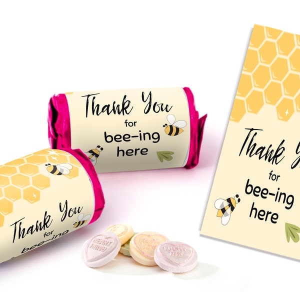 Thank you for Bee-ing Here Bumble Bee Baby Shower Newborn Mini Love Heart Sweets for baby Party Favours