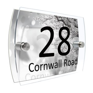 Modern House number Property Sign Name and Number Street Wall Plaque