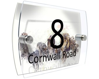 Safari Animals  Modern House number Property Sign Name and Number Street Wall