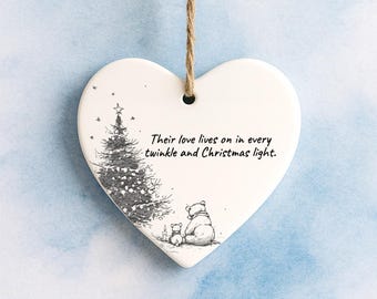 Their Love Lives On in Every Twinkle and Christmas Light – Memorial Heart Ornament, Remembrance Keepsake, Sympathy Gift