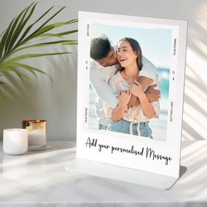 Regalo fotografico Polaroid personalizzato, regalo fotografico in acrilico, targa personalizzata per San Valentino, anniversario, ricordo fotografico per coppie, qualsiasi messaggio