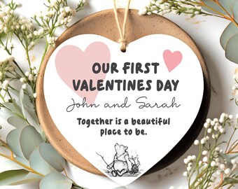 Personalised Valentine's Gift "Our First Valentine's" Heart Acrylic | 7 X 7cm Hanging Love Valentines Day For Him Her Wife Husband