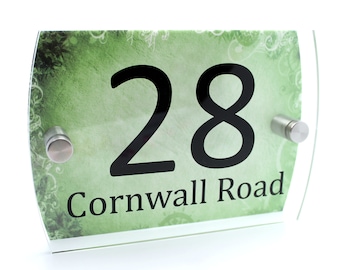 Modern House number Property Sign Name and Number Street Wall Plaque