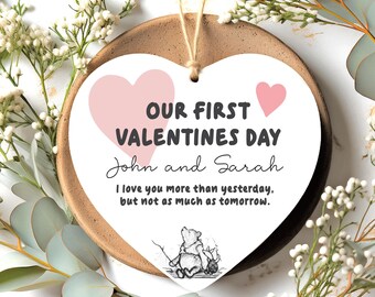 Personalised Valentine's Gift "Our First Valentine's" Heart Acrylic | 7 X 7cm Hanging Love Valentines Day For Him Her Wife Husband