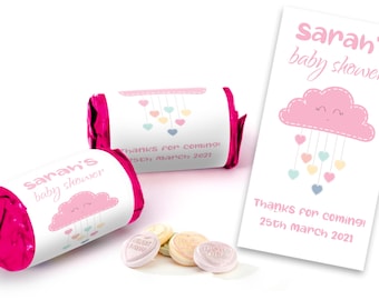 Personalised Baby Shower Newborn Mini Love Heart Sweets for baby Girl Party Favours