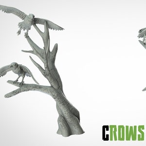Crows on Tree Miniature - ideal for Dungeons and Dragons and other Tabletop RPGs/Wargaming/D&D