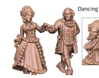 Dancing Noble Couple Miniature: D&D Tabletop RPG Wargaming