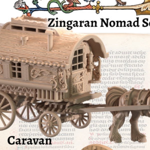 Nomad Stage Coach - Gypsy Wagon Caravan - cuento de dos ciudades - ideal para Dungeons and Dragons y otros juegos de rol de mesa / D&D / Wargaming