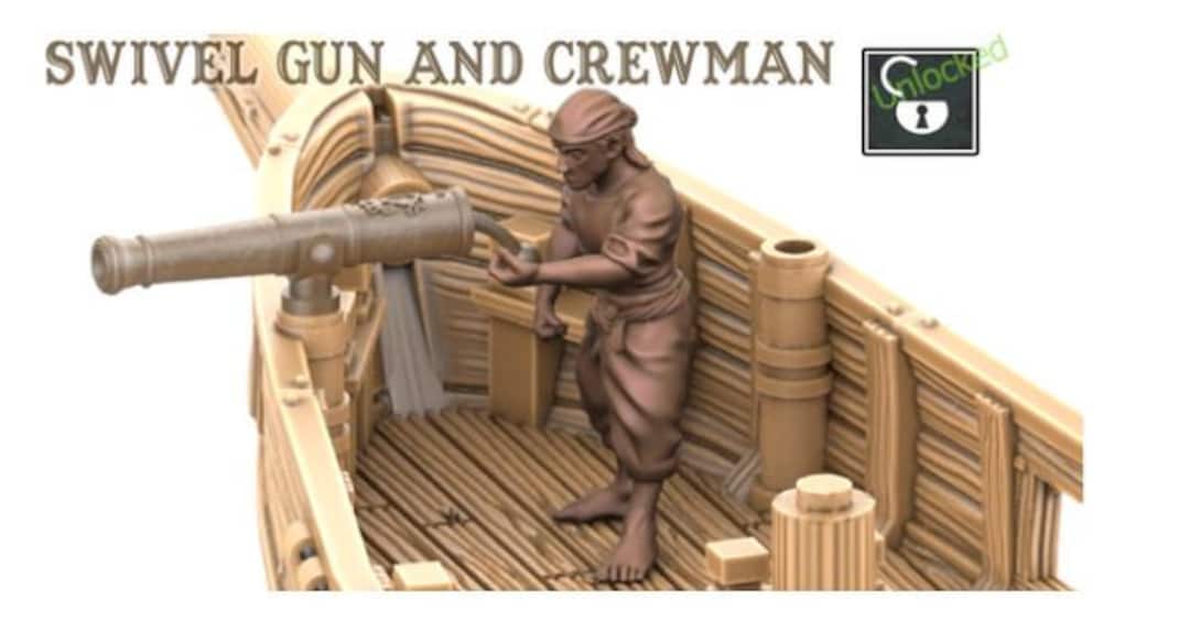Swivel Gun With a Crew Pirate Treasure Island Ideal for Dungeons and
