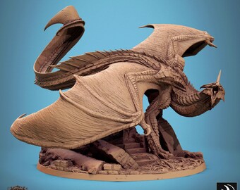 Resin Silver Dragon-miniatuur: Conclave of Bones, D&D tabletop-RPG