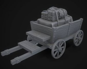 RPG Supplies Cart with Removable Horse: Dungeons and Dragons Tabletop Terrain