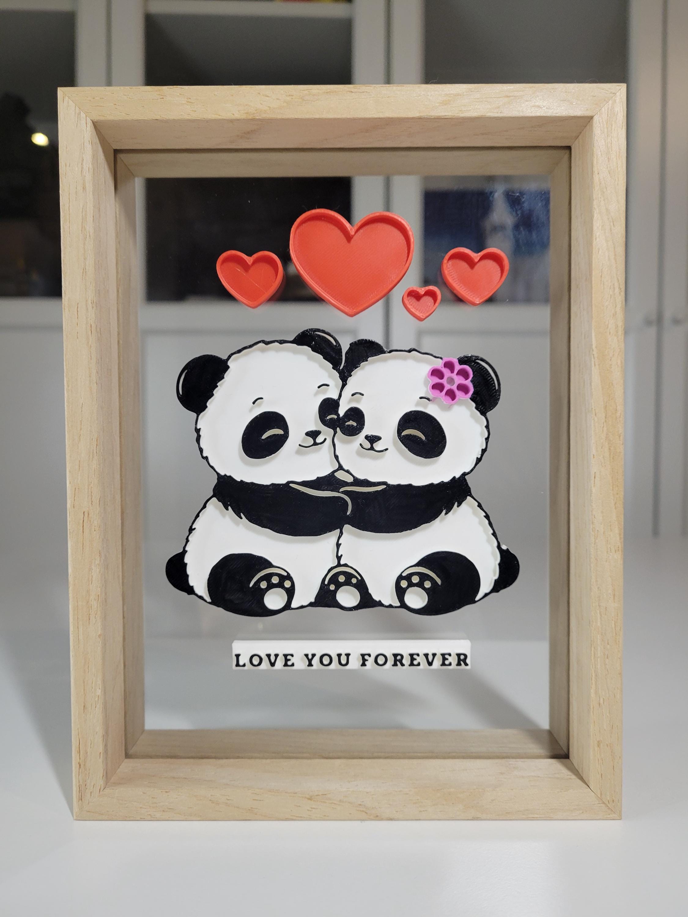 Custom Frame Panda Family Portrait 3D Printed Family Gift Customized ...