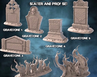 Graveyard props - ideal for Dungeons and Dragons and other Tabletop RPGs/ D&D/ Wargaming