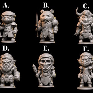 Chibi Miniatures - ideal for Dungeons and Dragons and other Tabletop RPGs/ D&D/ Wargaming