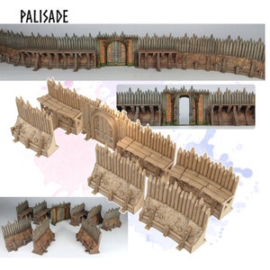 Palisade Fence Set - Viking Saga - ideal for Dungeons and Dragons and other Tabletop RPGs/ D&D/ Wargaming