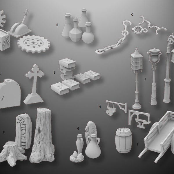 Dekorative Gegenstände für Basen - ideal für Dungeons and Dragons und andere Tabletop RPGs/ Wargaming