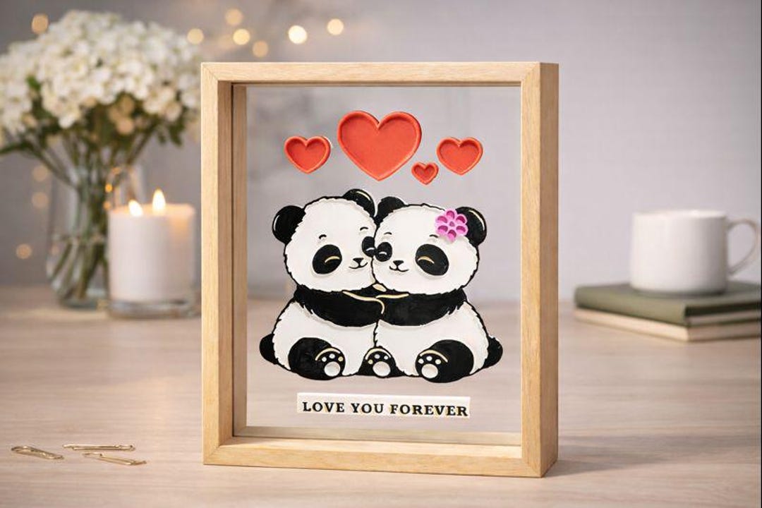 Custom Frame Panda Family Portrait 3D Printed Family Gift Customized ...