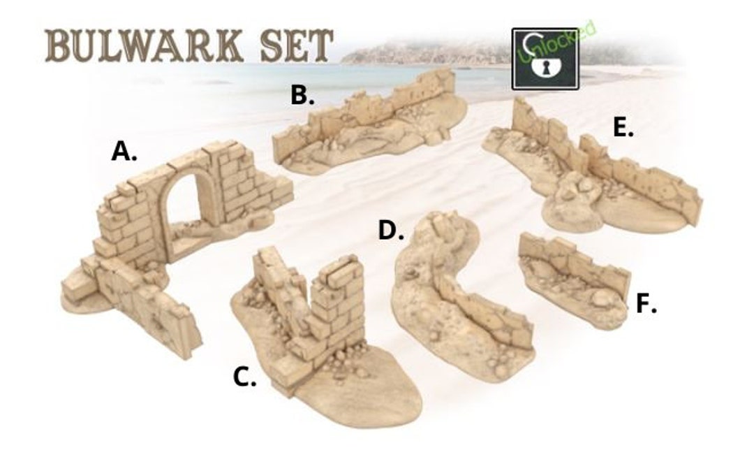 Treasure Island Bulwark Set: Tabletop RPG Scenery - D&D Wargaming - Etsy