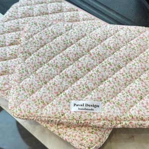 Gesteppte rosa Blumen iPad Tasche, Blumen iPad Air Pro Hülle, niedliche Laptoptasche, Laptoptasche Bild 10