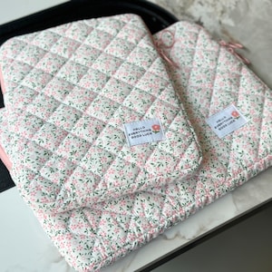 Quilted Pink Floral iPad Pouch,Floral iPad Air Pro Case,Flower iPad Sleeve,iPad Bag,Cute Laptop Sleeve,Laptop Bag