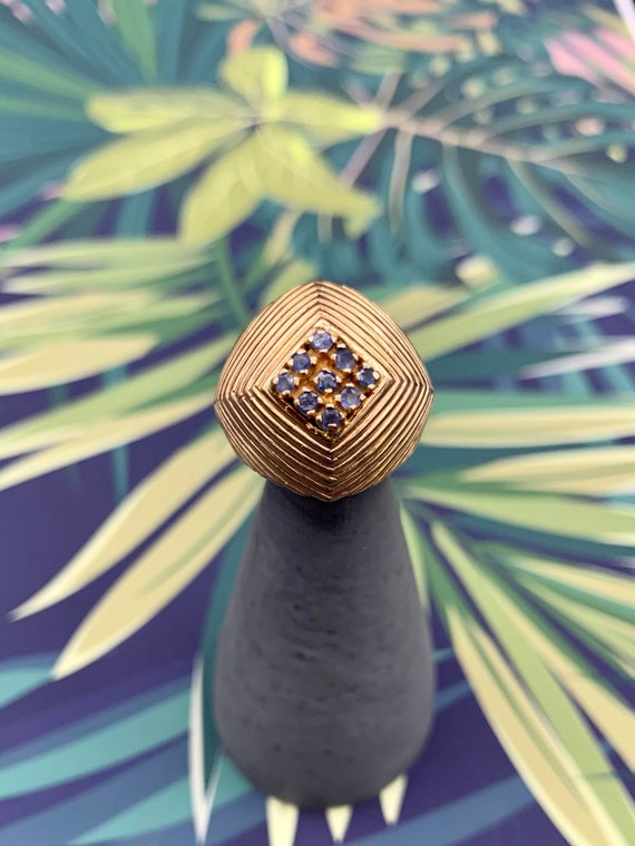 Solid Gold and Sapphire Statement Ring - image 2