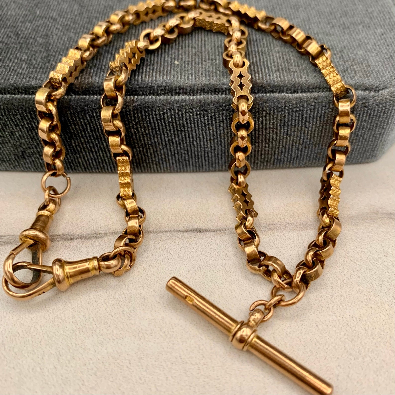 Solid Gold Double Albert Watch Chain Etsy