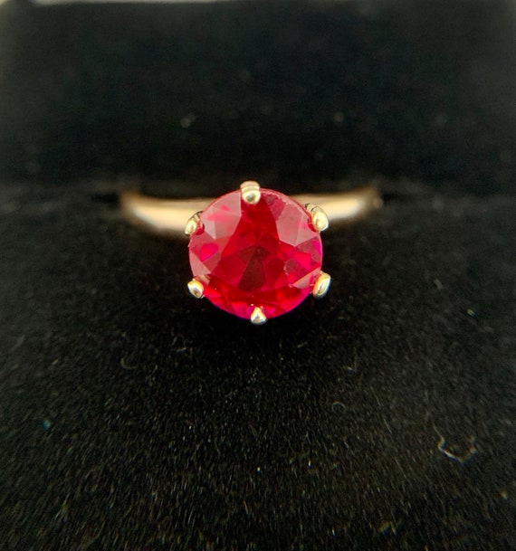 Rose Gold and Ruby Solitaire Ring - image 1