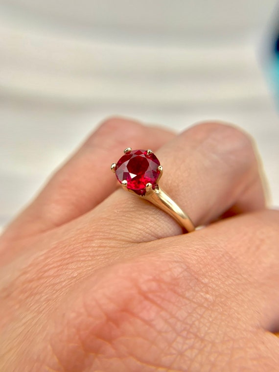 Rose Gold and Ruby Solitaire Ring - image 2