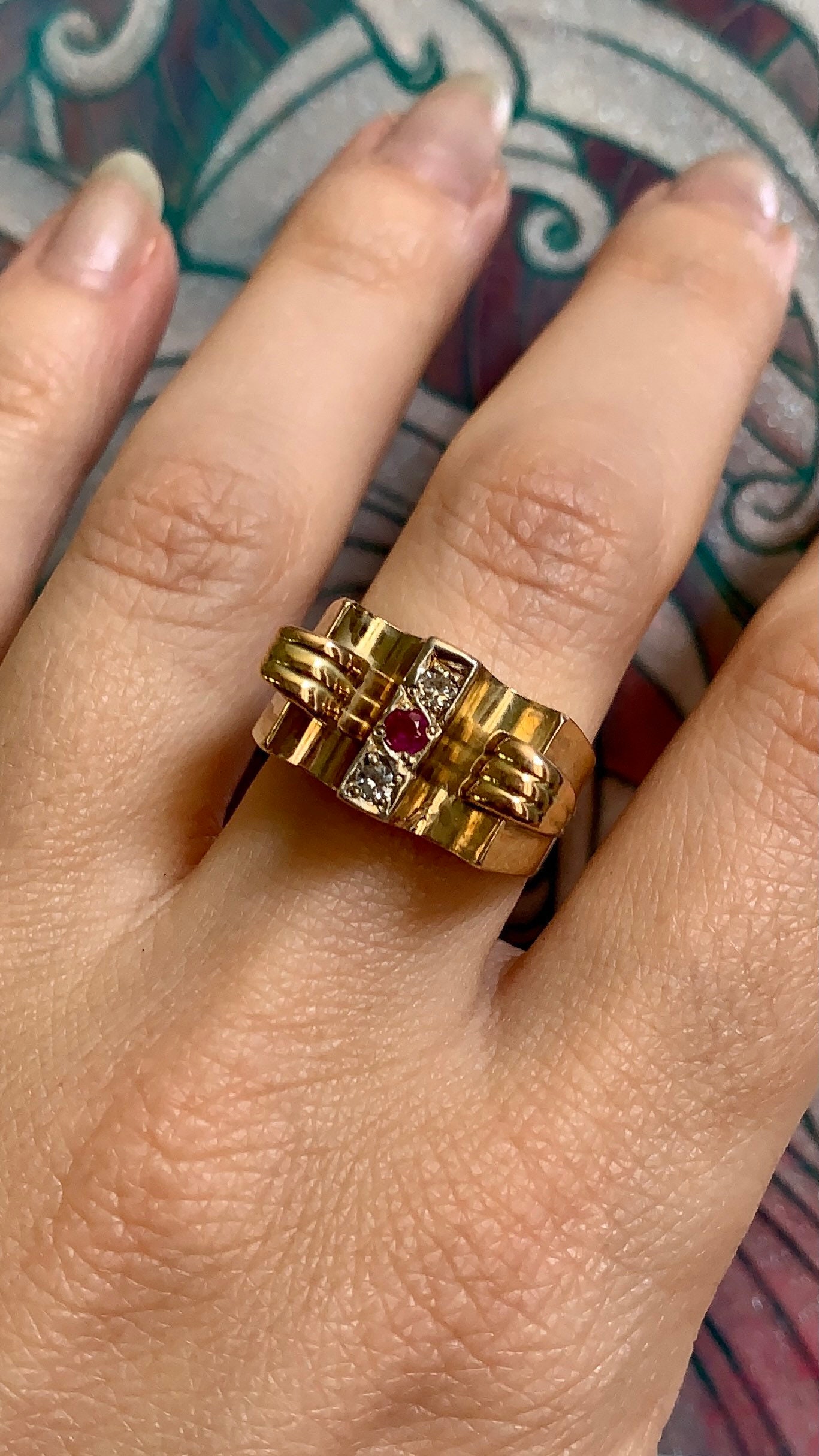SOLAKZADE 1940s Tank Ring 18k diamond | 公式/送料無料 料