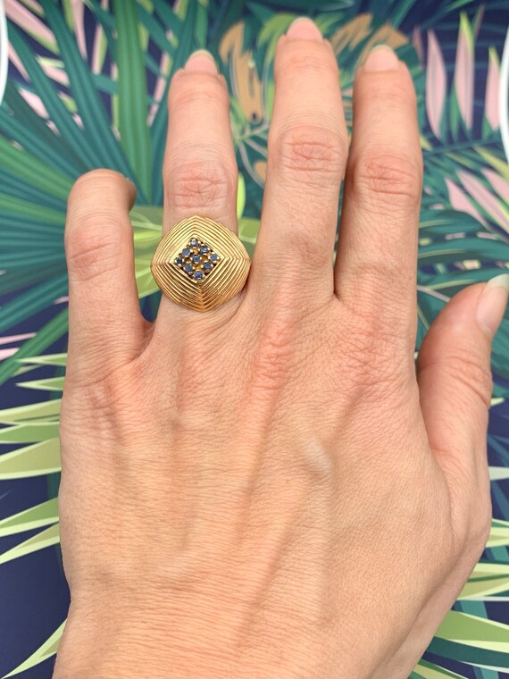 Solid Gold and Sapphire Statement Ring - image 1