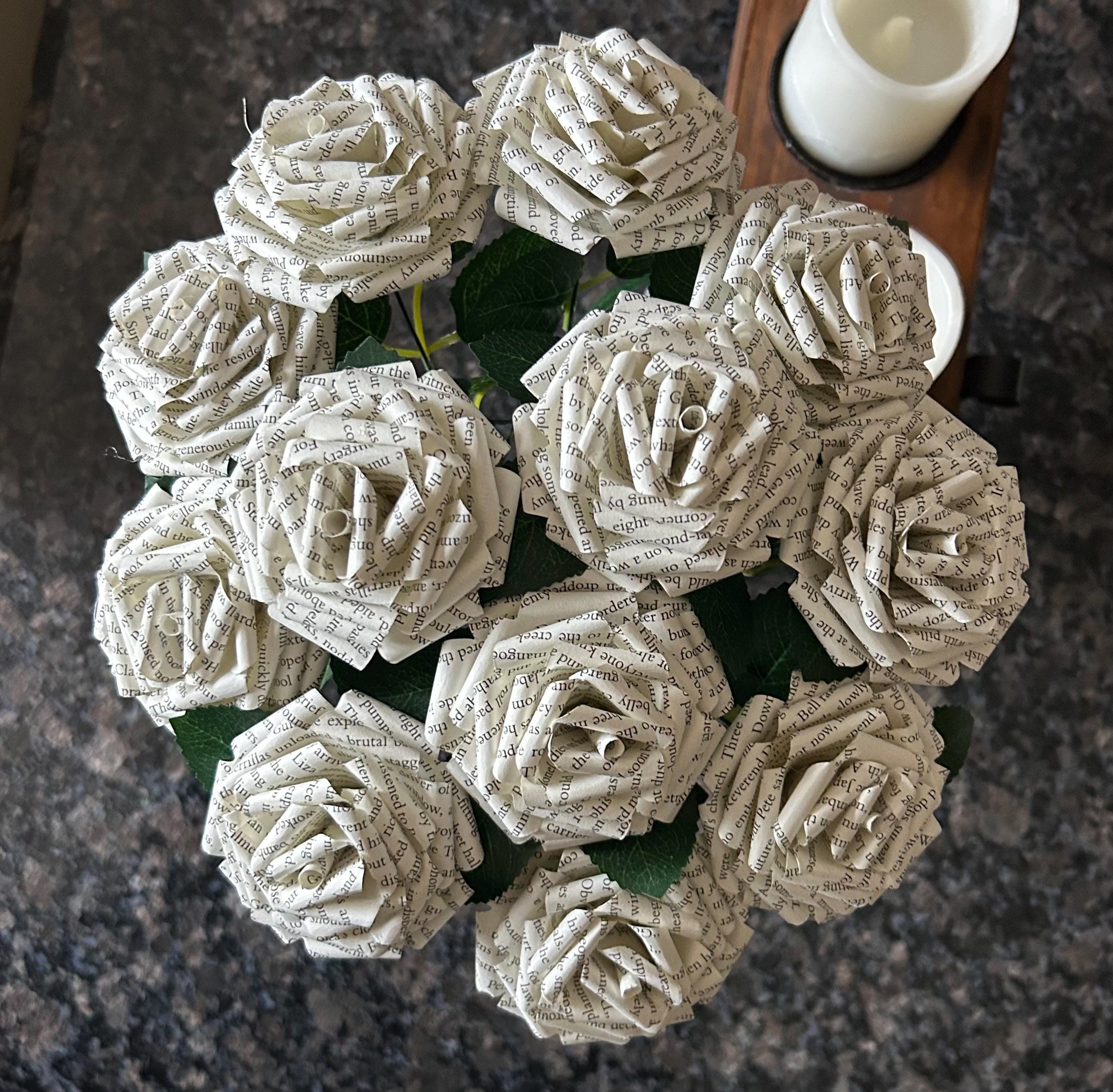 12 Book Page Paper Roses - Book Art - Book Decor - Valinetine’s Day ...