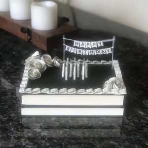 Happy Birthday Book Art Cake - Book Sculpture - Paper Flowers - Book Lover Birthday - Book Artwork - Unique Birthday Gift