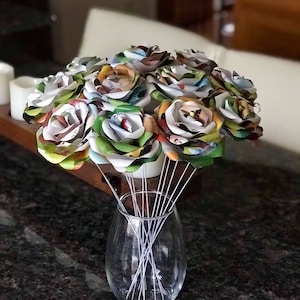 12 Disney Mickey Mouse Book Page Paper Roses - Book Art - Paper Flowers - Book Page Flowers