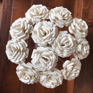 12 Poem Book Page Paper Roses - Paper Flowers - Book Art - Book Decor ...