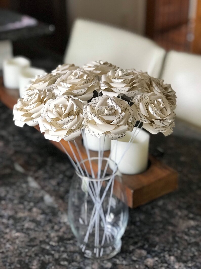 Poem Book Page Paper Roses – Set of 12 - Literary Gift - Book Decor - Etsy
