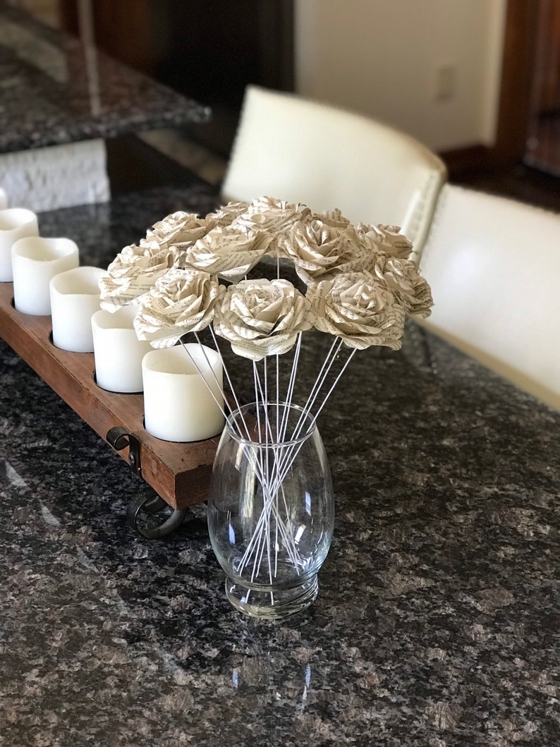 12 Paper Roses  Paper Flowers  Book Art  Book Decor  Book image 1