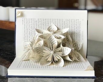 Origami Kusudama Flower Book - Book Art - Folded Book Art