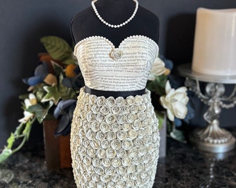 Book Sculpture Dress – Roses, Mannequin Art, Mixed Media