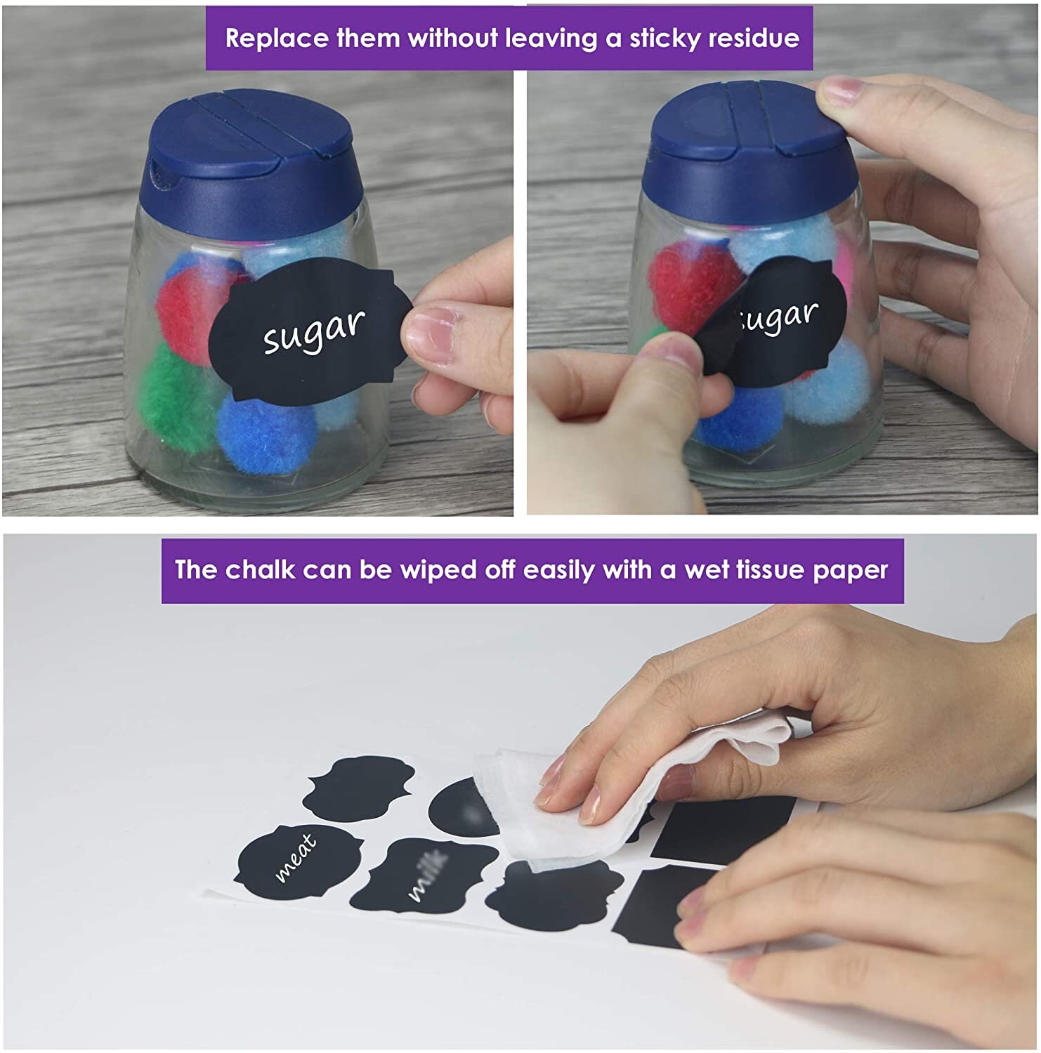 Labels for Jars 64 PCS Waterproof Reusable Chalkboard Stickers 5 X 3.5