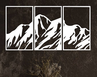 Mountain Landscape Wall Art: Modern Wood Decor, Set of 3