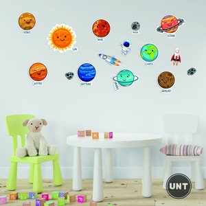 Space Themed Nursery, Space Wood Wall Decor, Colored Solar System, Sun and Planets, Nursery Space Wall Art, Planet Wall Decor
