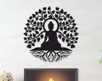 Chakra Symbols Mandala Wooden Wall Art: Yoga Room Decor