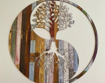 Yin Yang Tree of Life Wooden Wall Art: Laser Cut Home Decor
