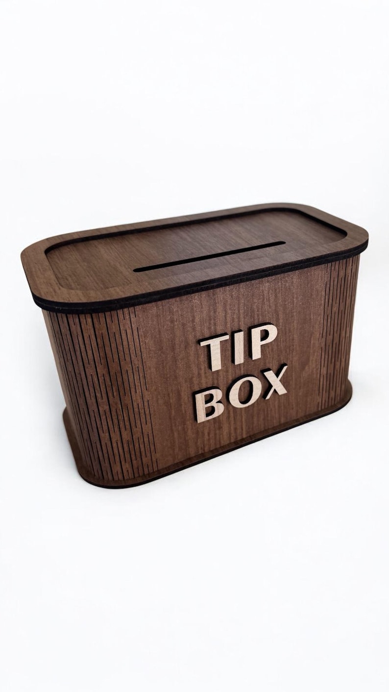Tip Box Example Round Shape Laser Cut Wooden Tip Box: Modern Countertop Jar - Etsy