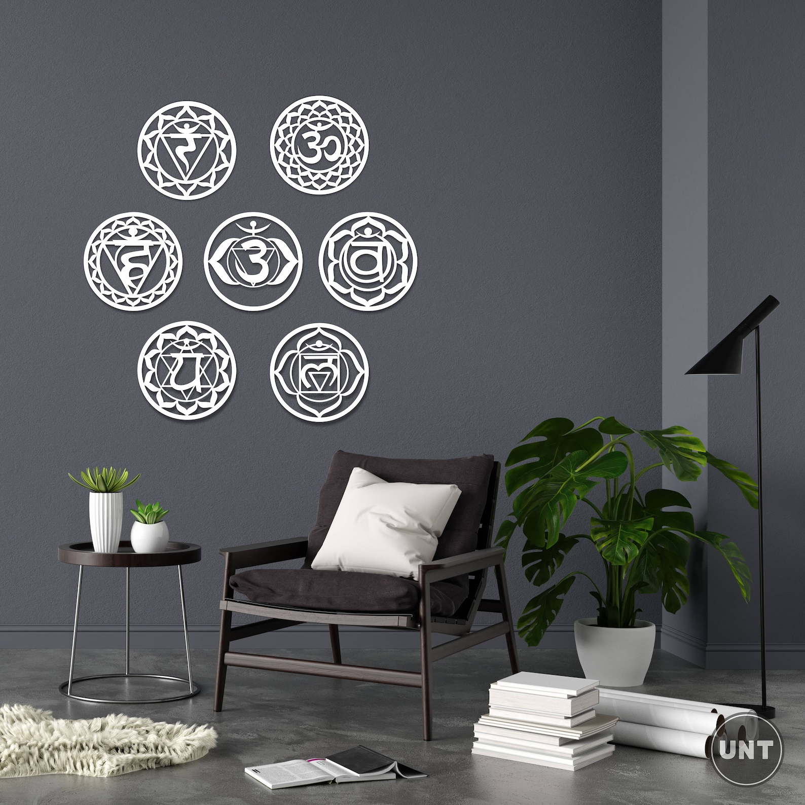 Seven Chakra Wall Art Set Wooden Wall Decor Chakra Symbols Etsy