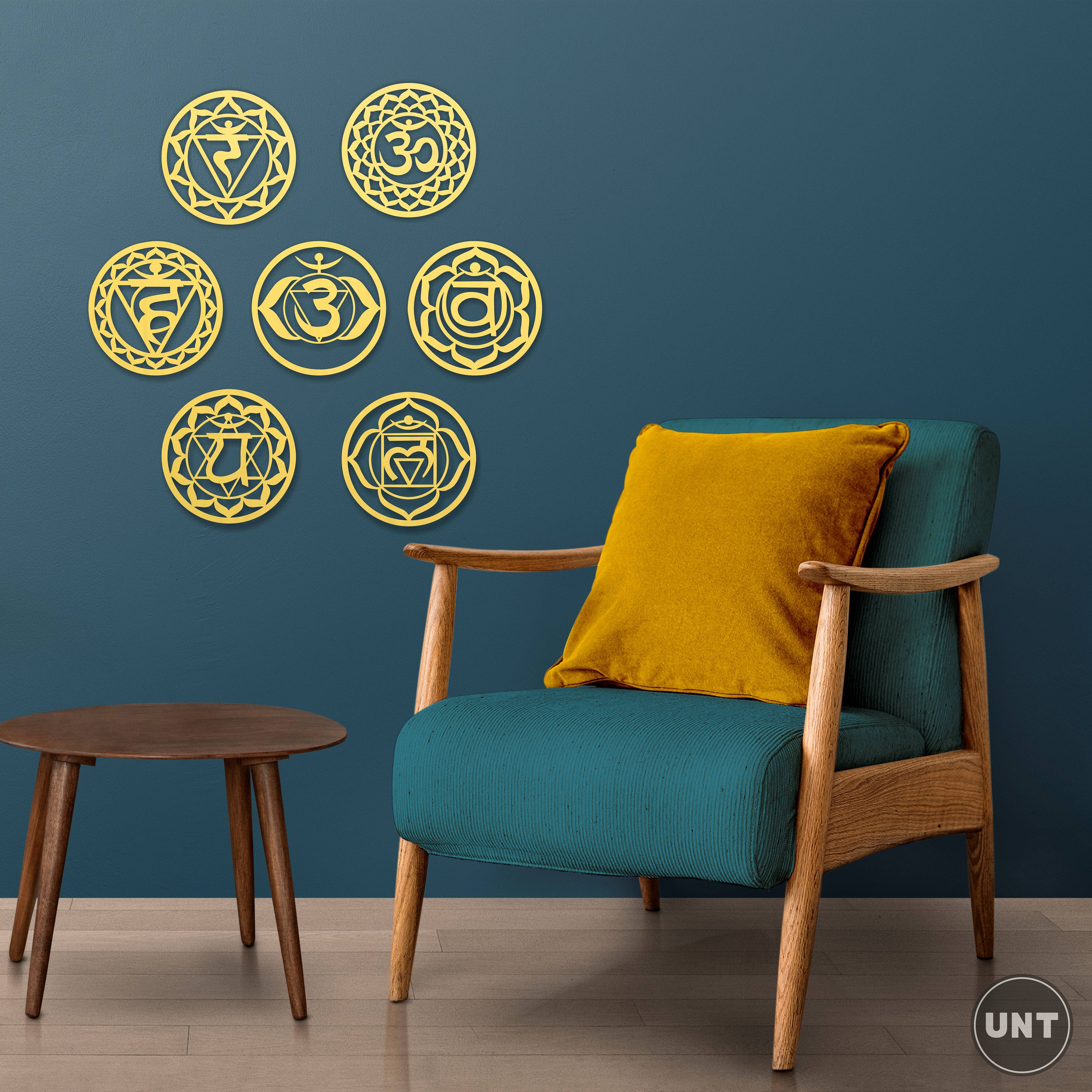 Seven Chakra Wall Art Set Wooden Wall Decor Chakra Symbols Etsy