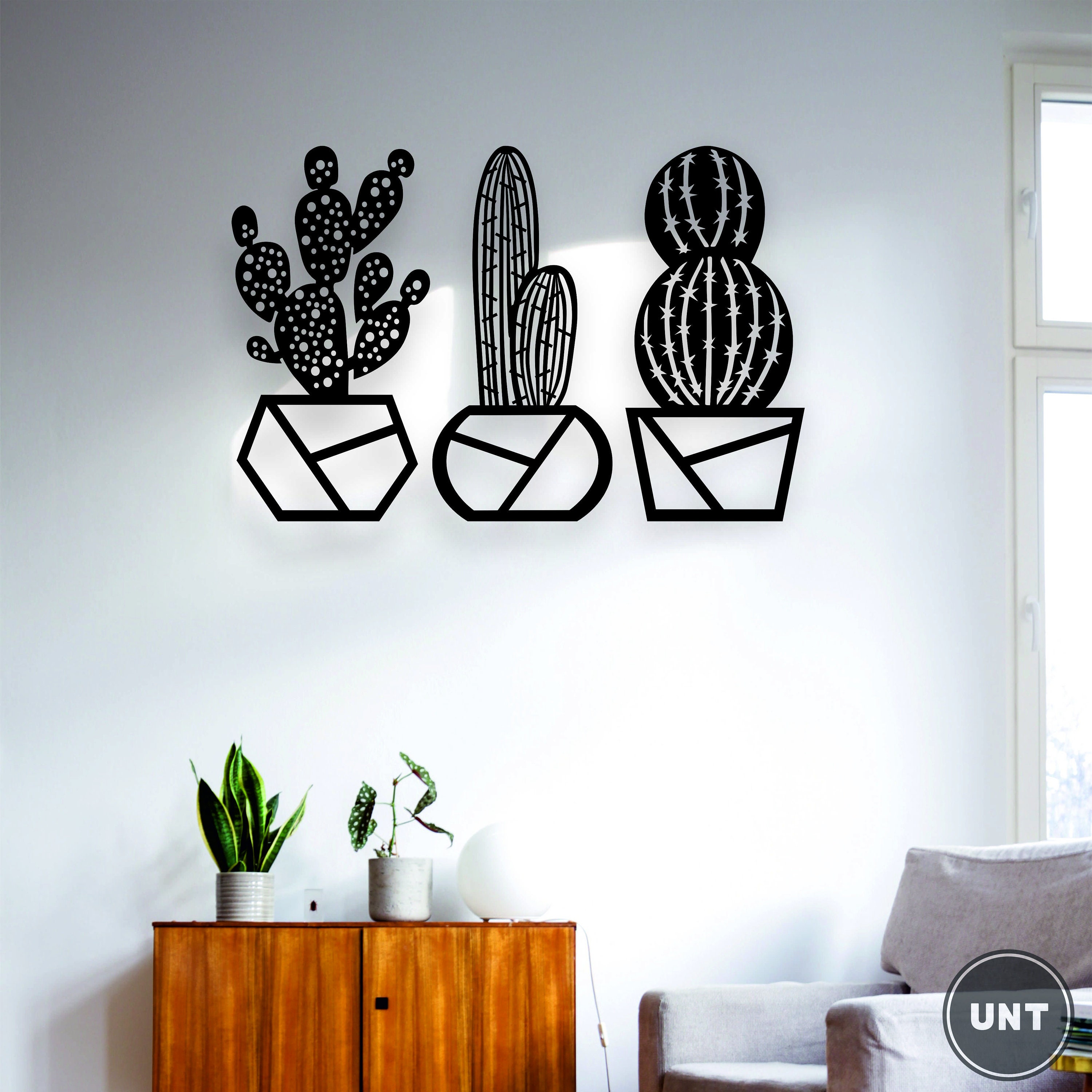 Cactus Set Wall Decoration Wooden Cactus Wall Decor Set of 3 Etsy