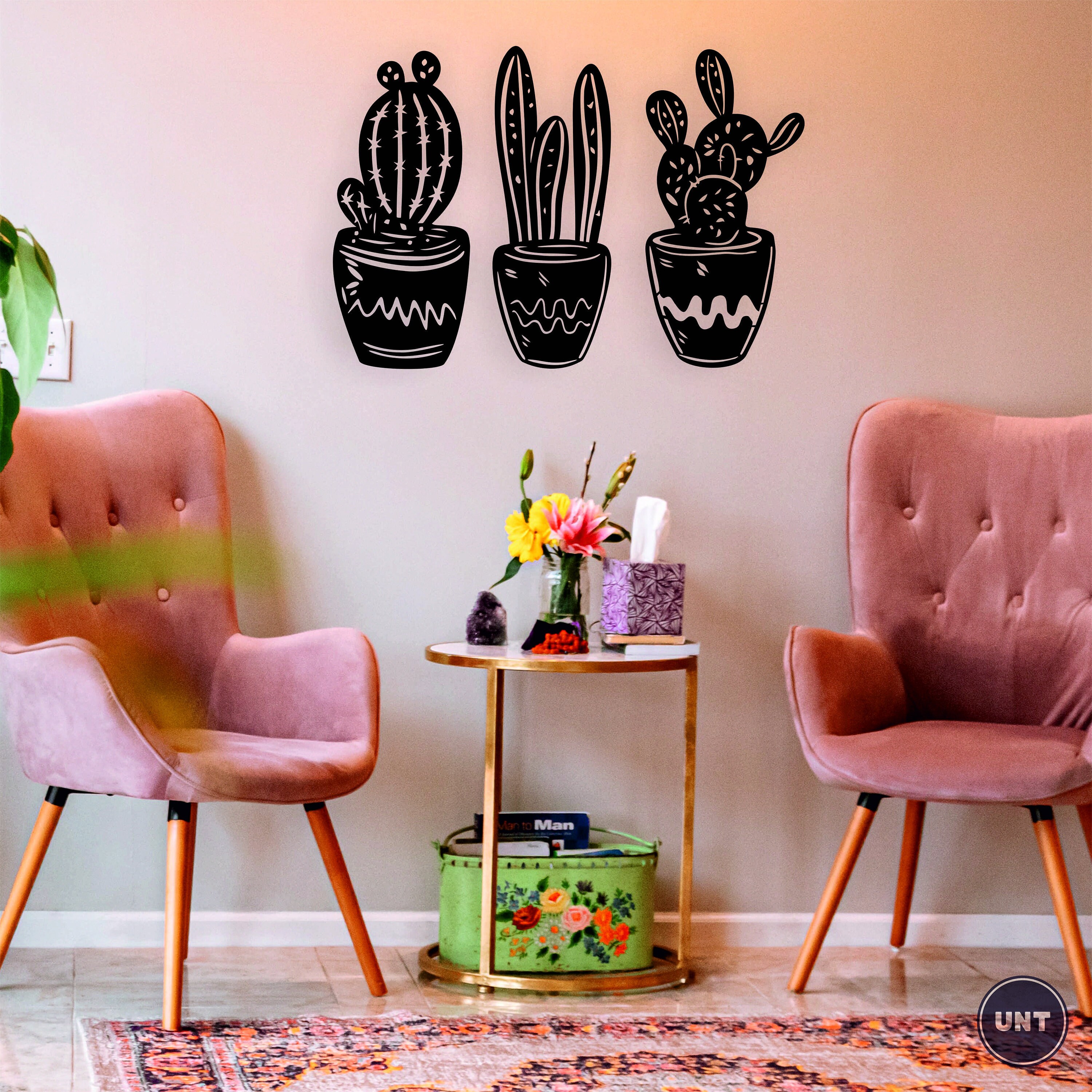 Cactus Wall Art Set of 3 Wooden Succulent Wall Decor Wall Etsy